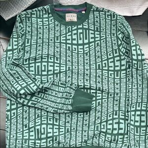 GUESS UNIQUE Men's Sweatshirt Green Geometric Design